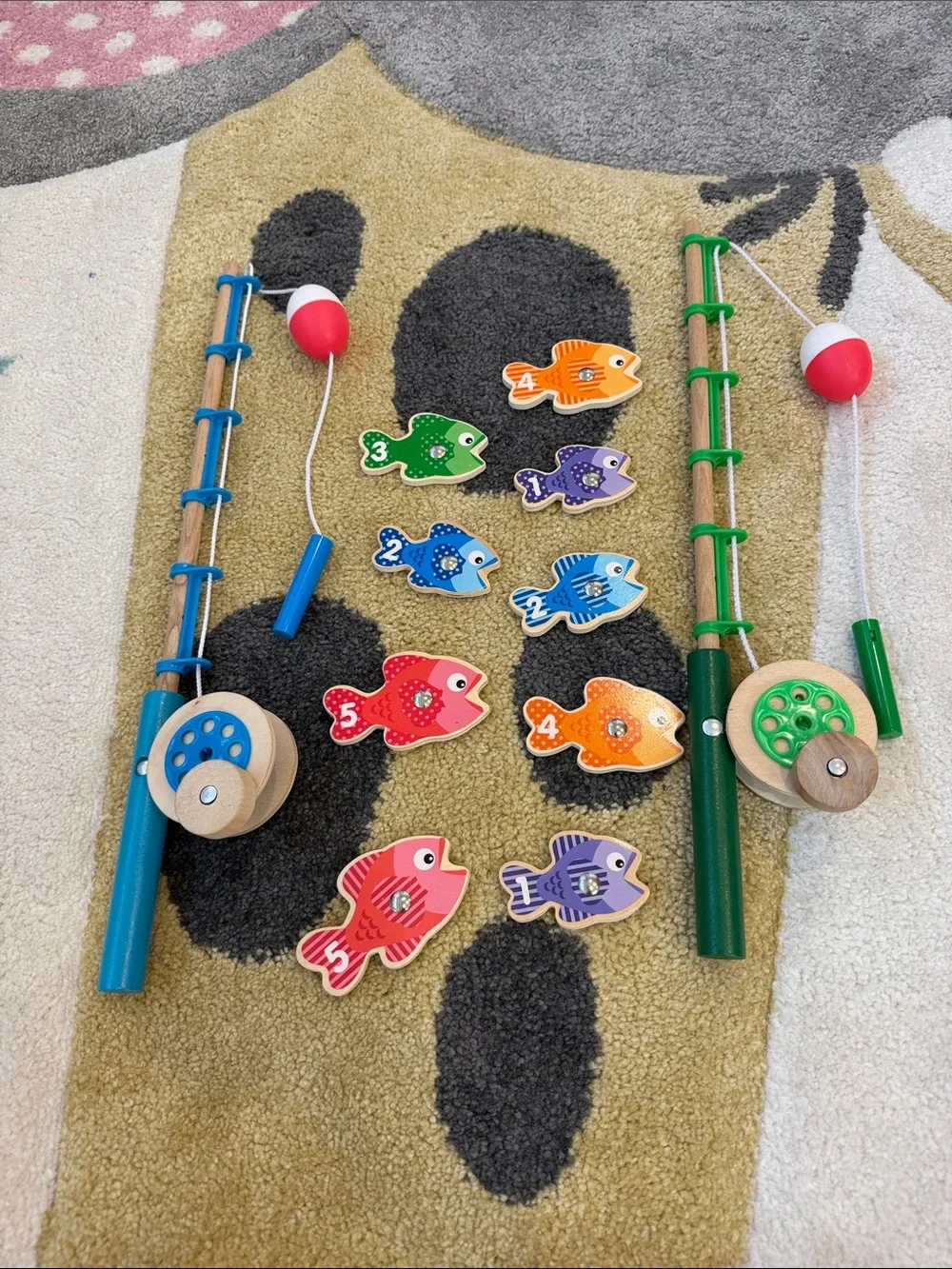 Wooden Magnetic Fishing Game - Bright Multicolor Fish & Rods